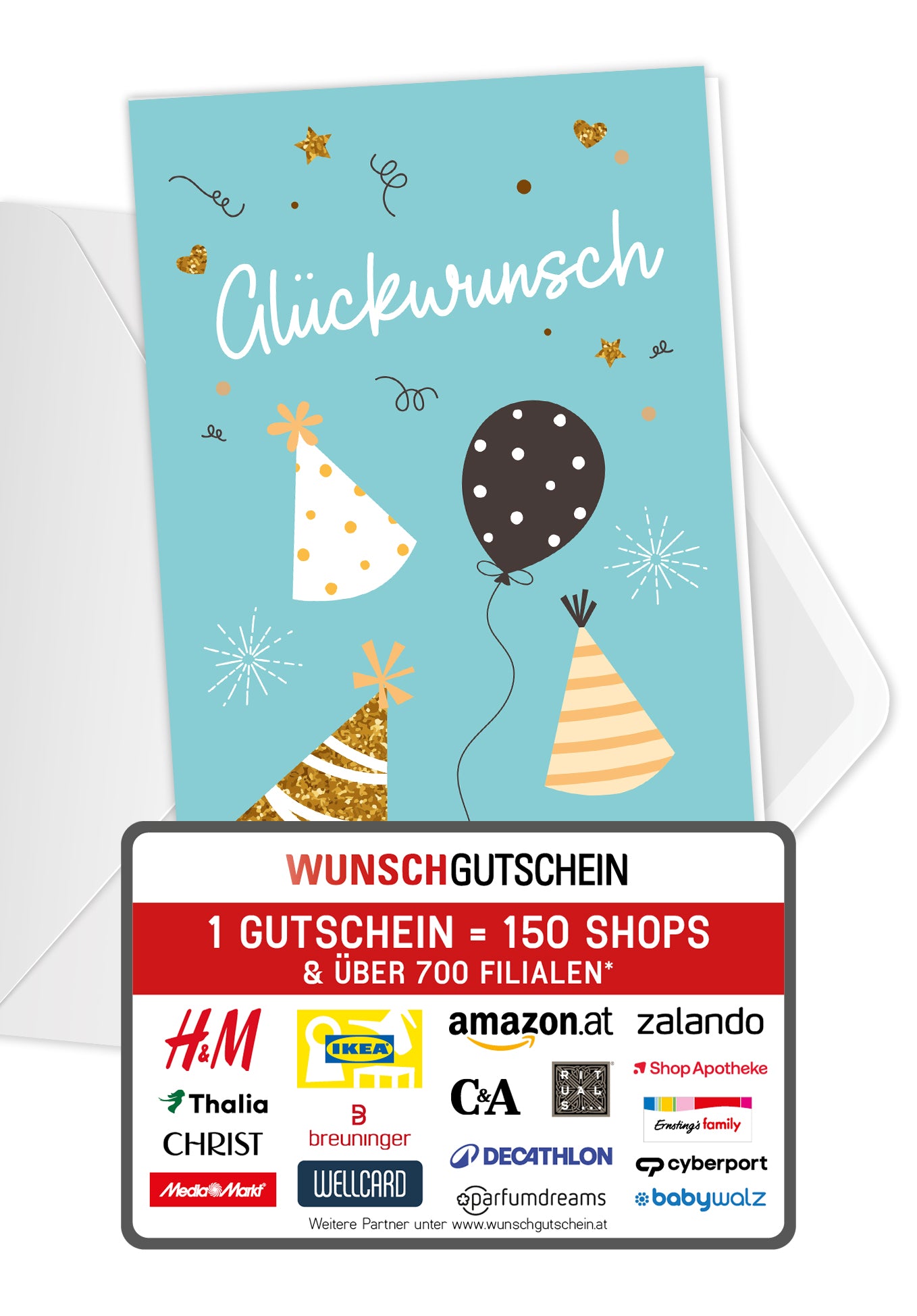 Glückwunsch - Ballons und Hüte Blau