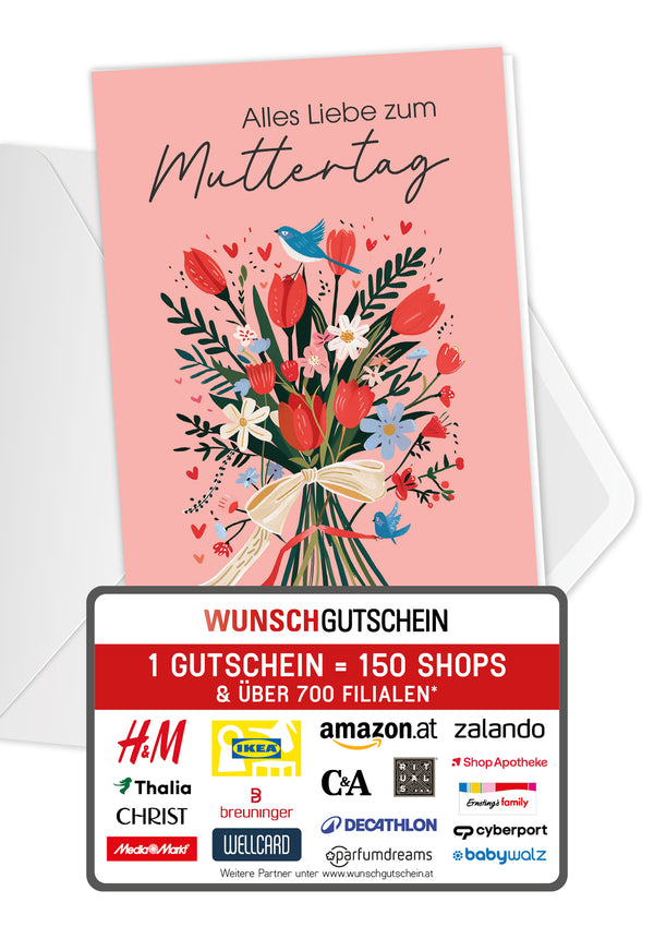 Alles Liebe zum Muttertag - Blumenstrauß Vogel