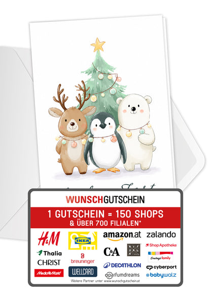Frohes Fest - Tiere und Tannenbaum