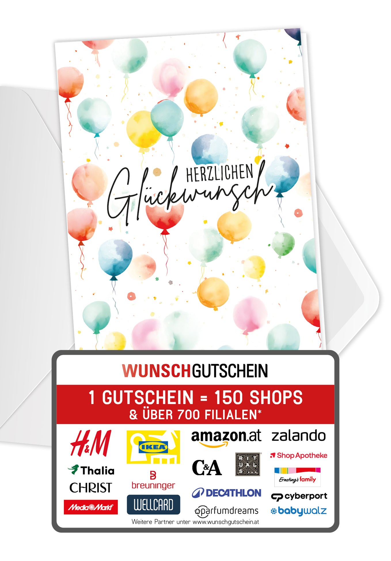 Herzlichen Glückwunsch - Ballon Muster Aquarell