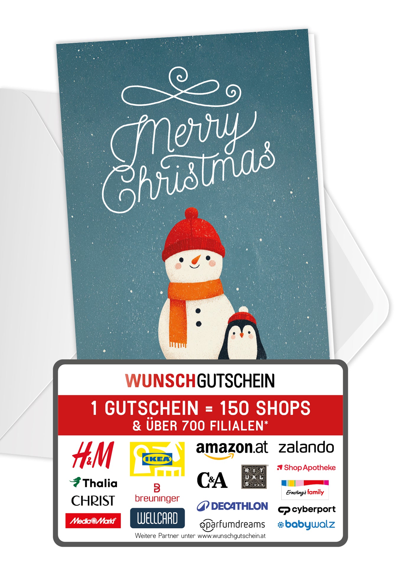 Merry Christmas - Schneemann und Pinguin