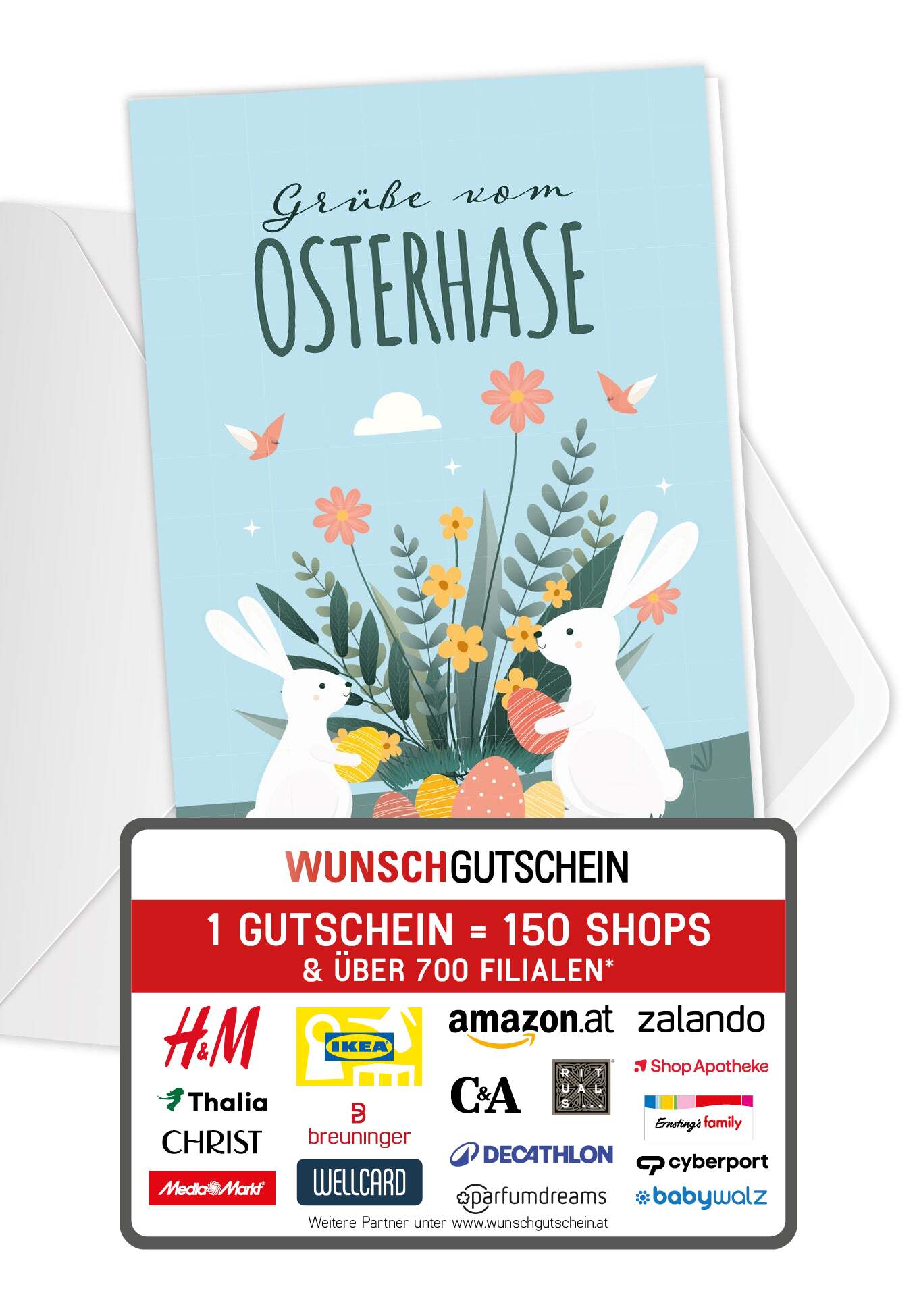 Grüße vom Osterhasen - Hase und Blumen