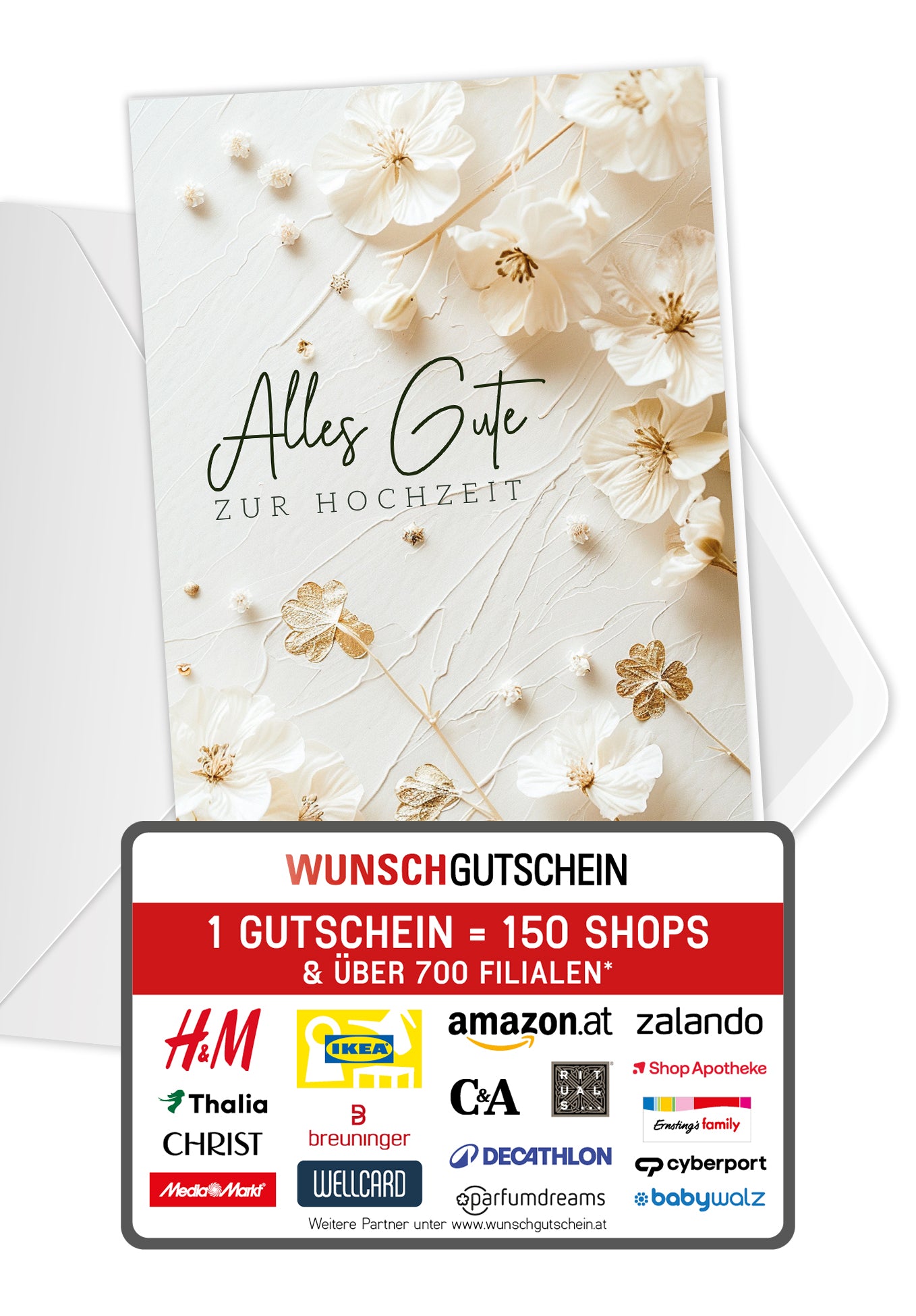 Alles Gute zur Hochzeit - Blumen Weiss