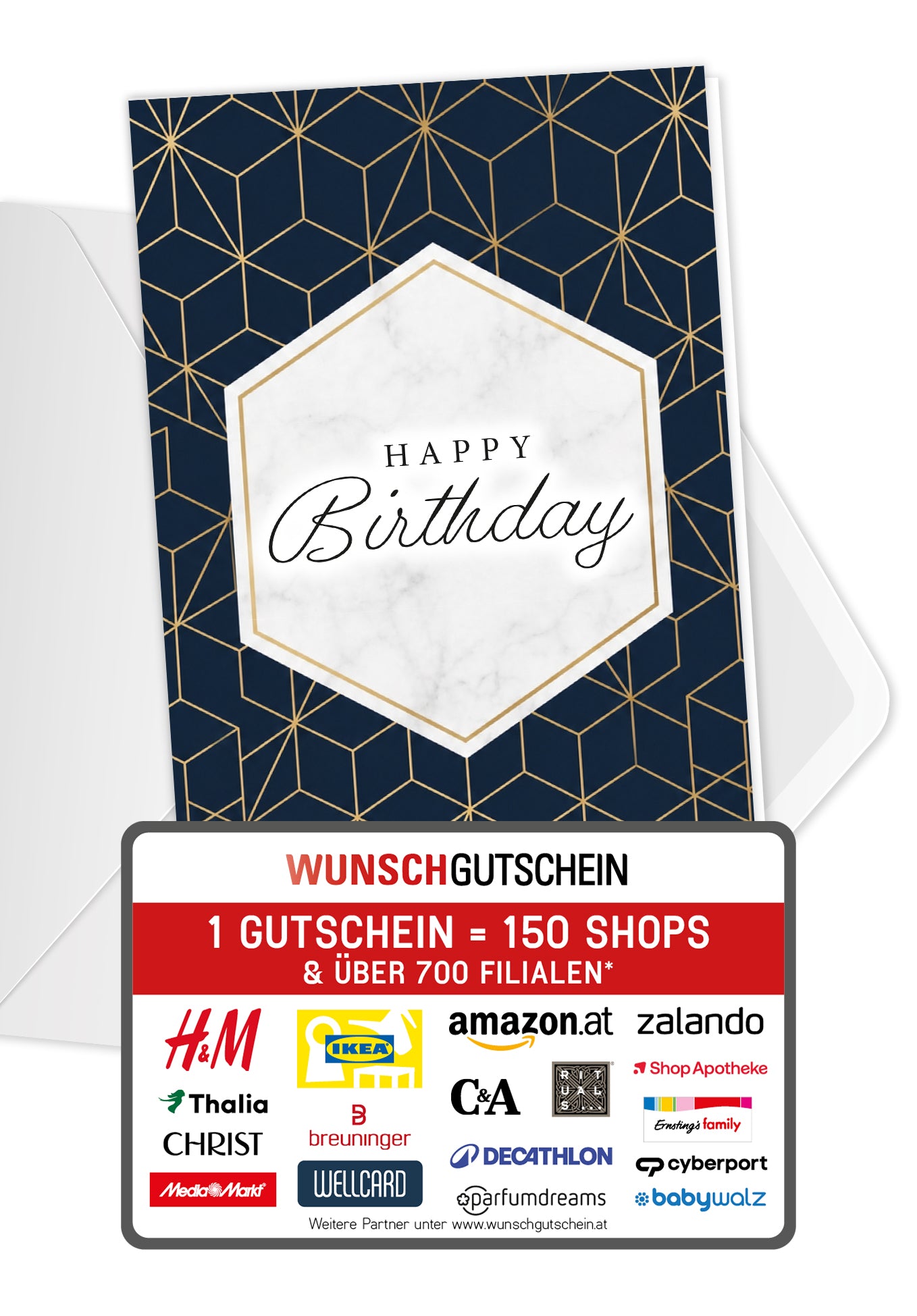Happy Birthday - Muster Blau Gold PDF