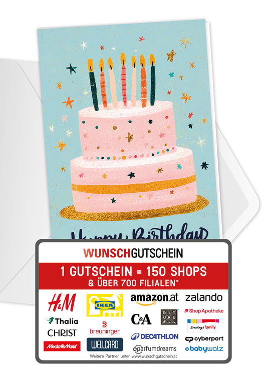 Happy Birthday - Torte Blau Pink