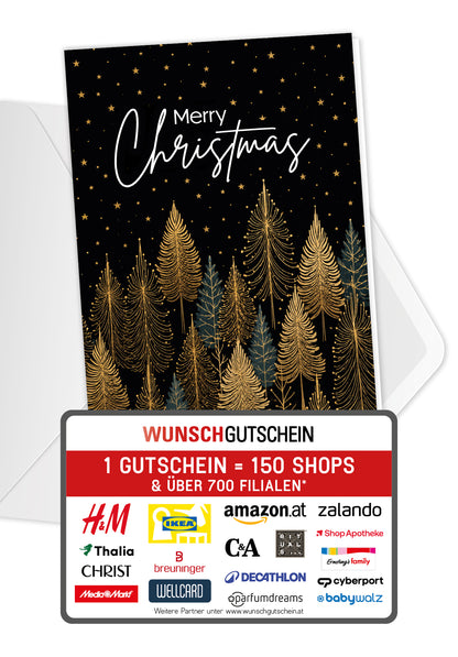 Merry Christmas - Bäume Schwarz Gold