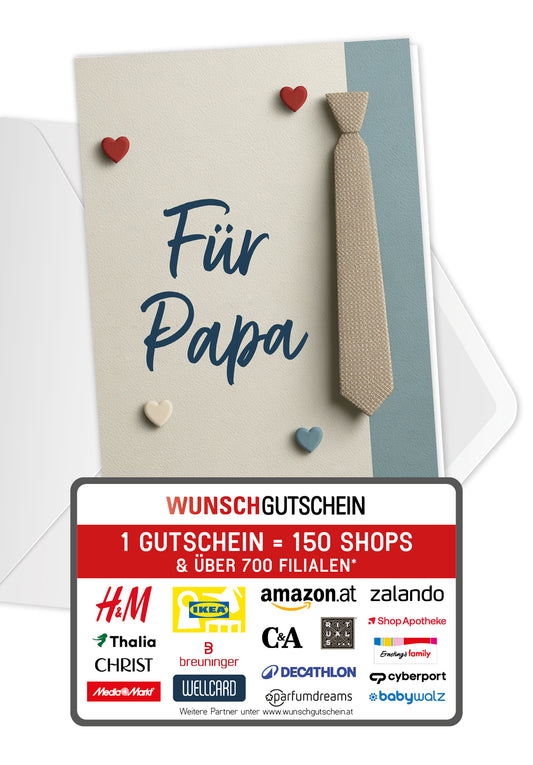 Für Papa - Krawatte und Herzen