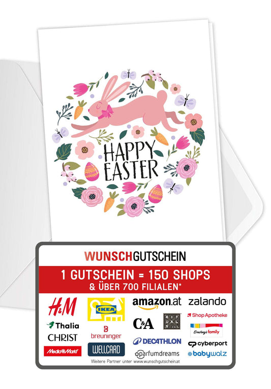 Happy Easter - Hase im Blumenkreis