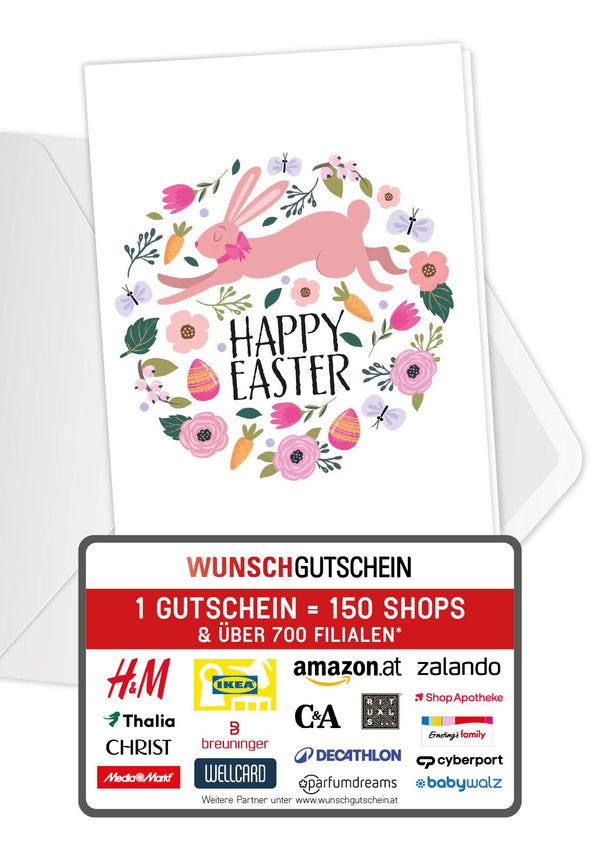 Happy Easter - Hase im Blumenkreis