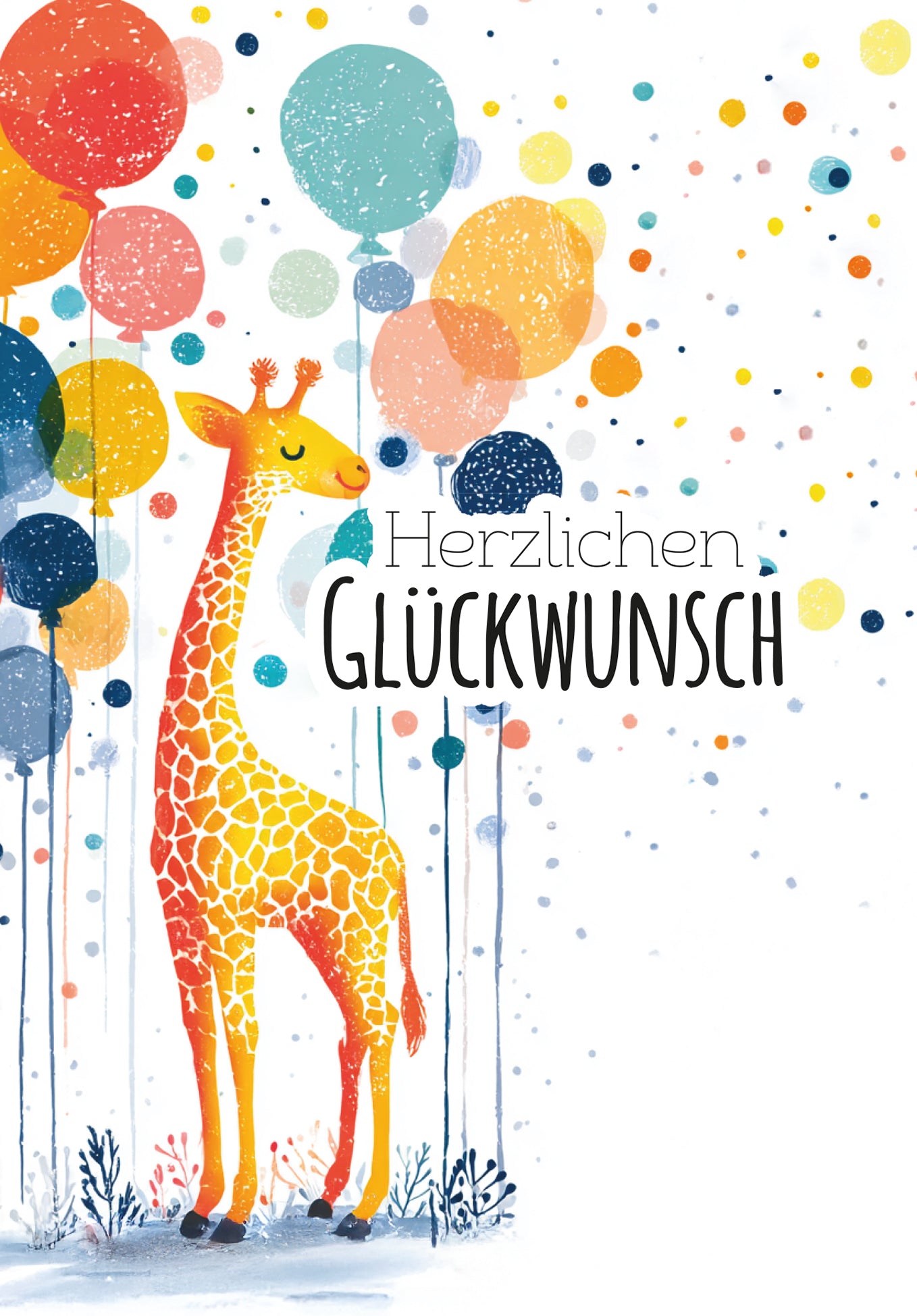 Herzlichen Glückwunsch - Giraffe und Ballons PDF