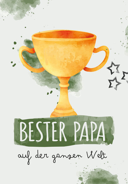 Bester Papa auf der ganzen Welt - Pokal Wasserfarbe Grün