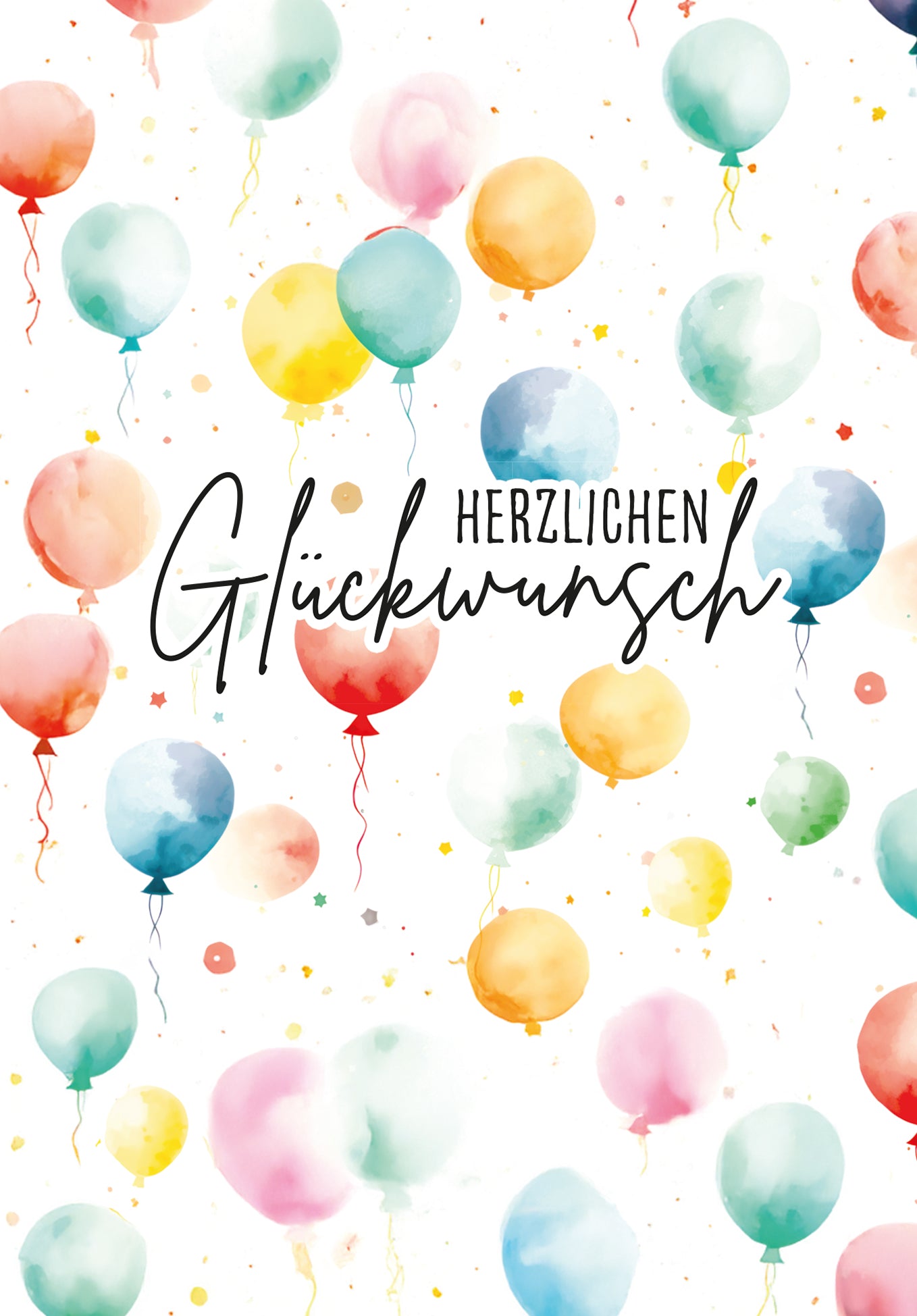 Herzlichen Glückwunsch - Ballon Muster Aquarell PDF