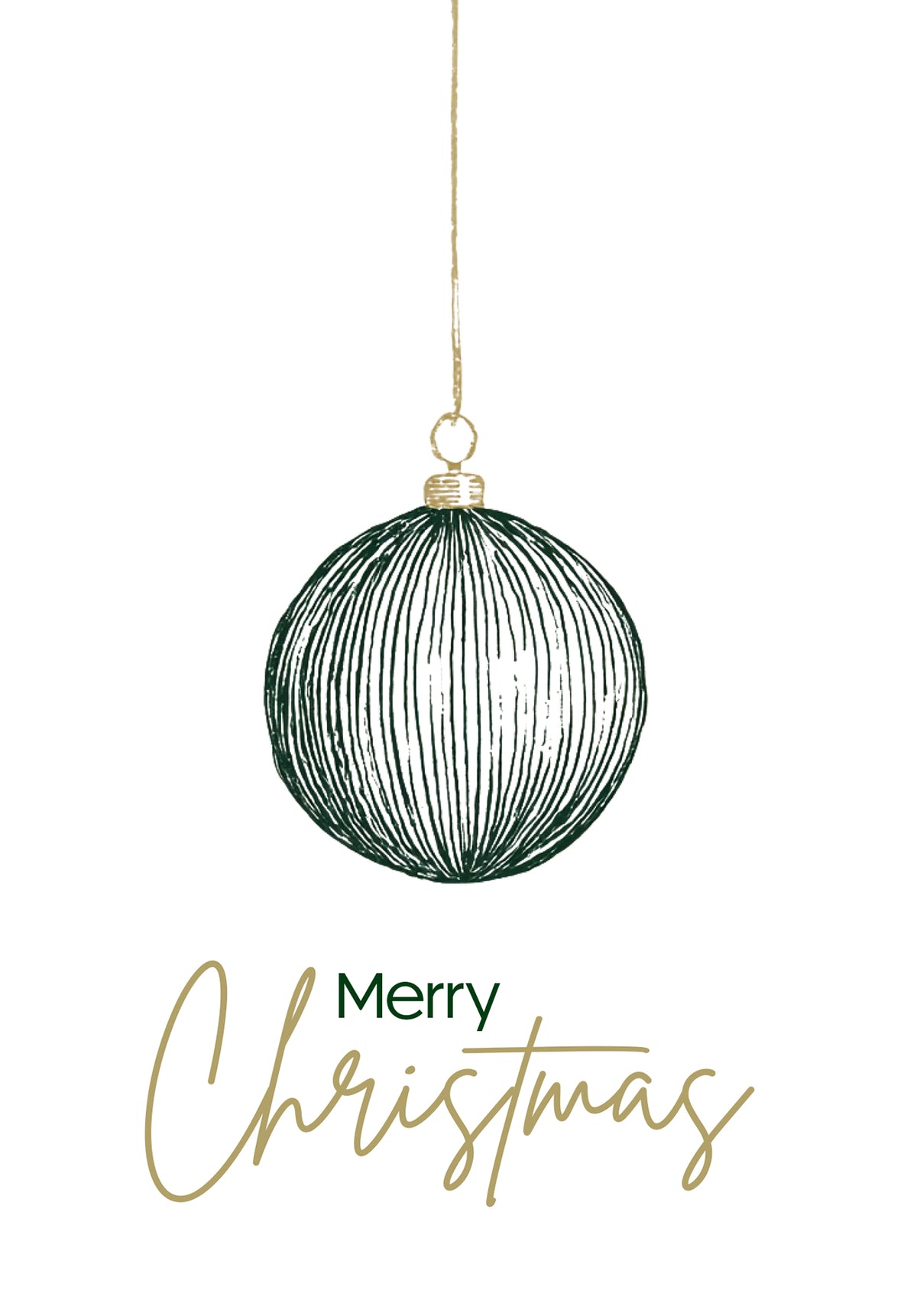 Merry Christmas - Christbaumkugel Grün Gold
