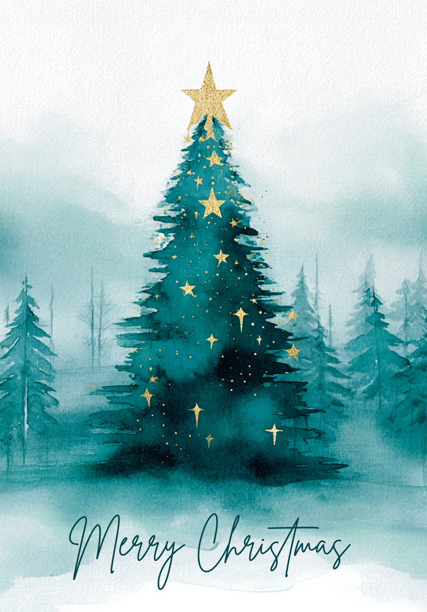 Frohe Weihnachten - Tannenbaum Aquarell Grün PDF