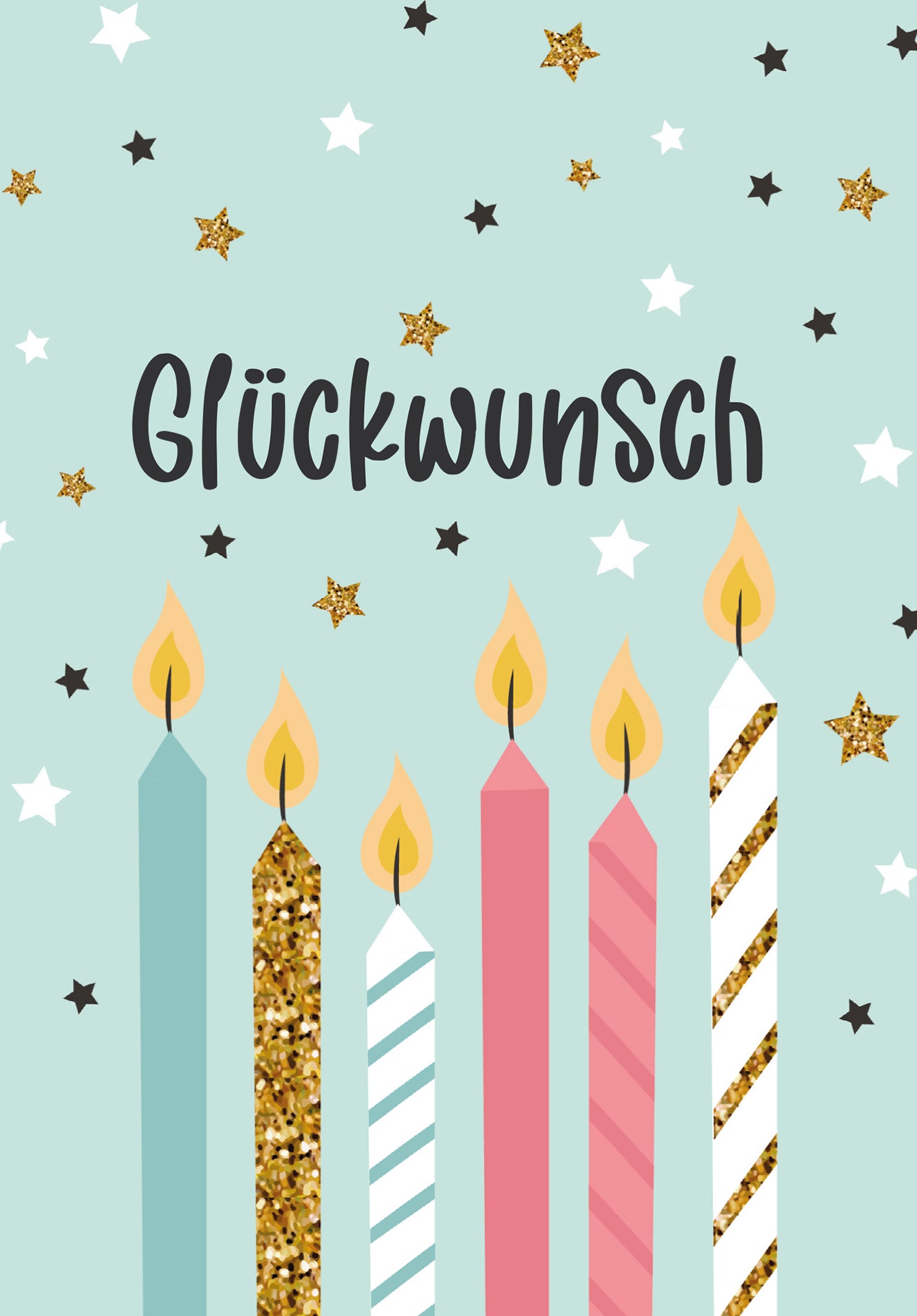Glückwunsch - Kerzen und Sterne