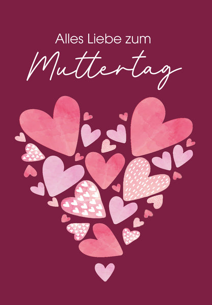 Alles Liebe zum Muttertag - Herzen Burgunderrot