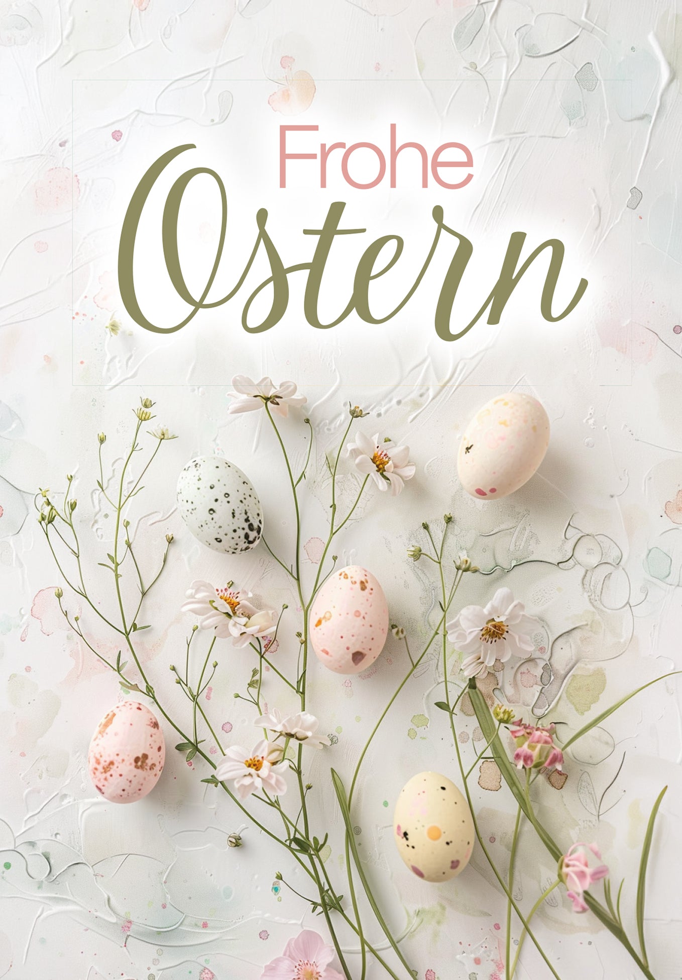 Frohe Ostern - Eier und Blumen Pastel