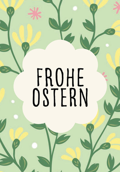 Frohe Ostern - Blumenmuster Grün