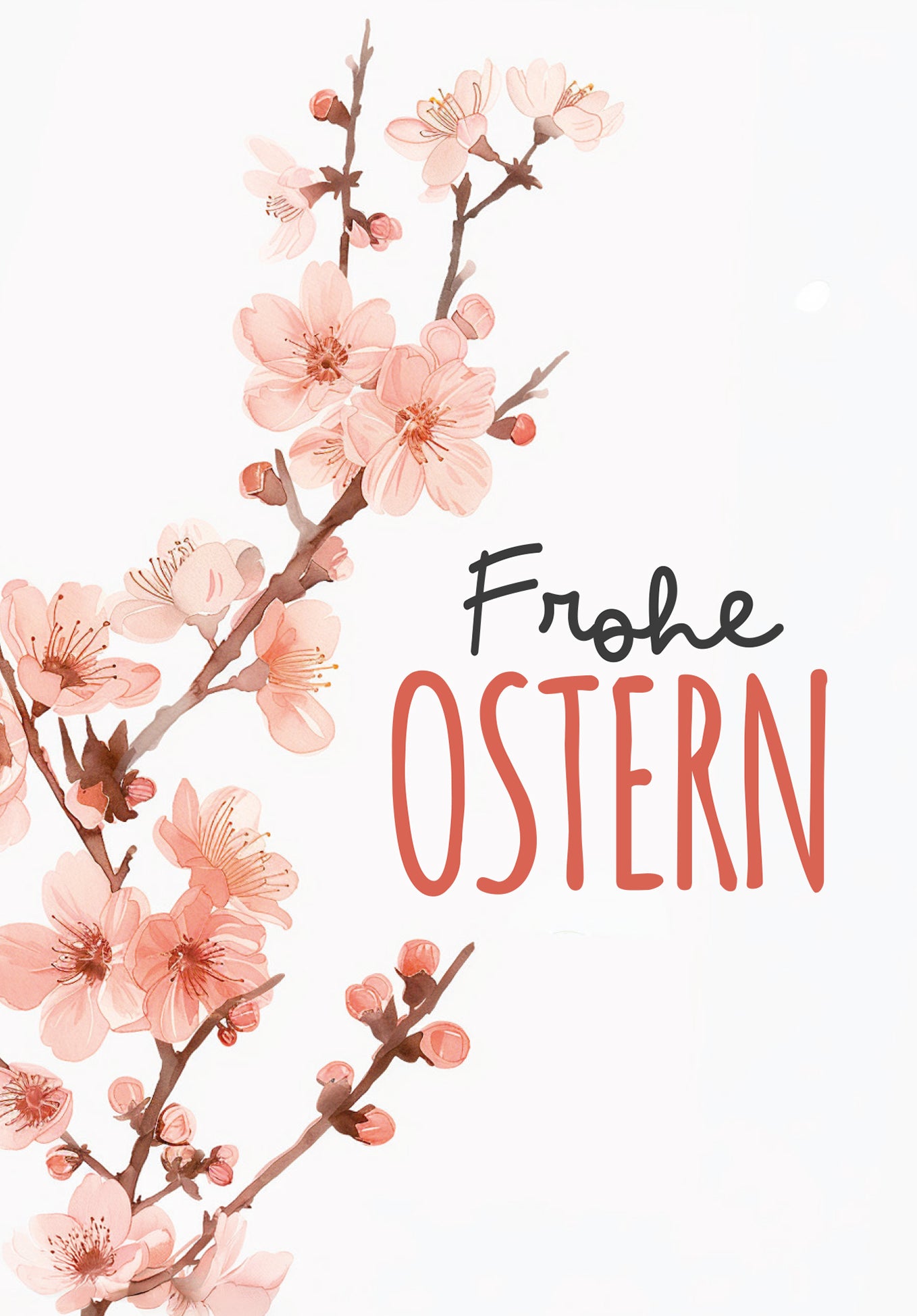 Frohe Ostern - Kirschblüten Aquarell PDF