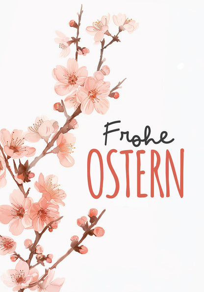 Frohe Ostern - Kirschblüten Aquarell PDF