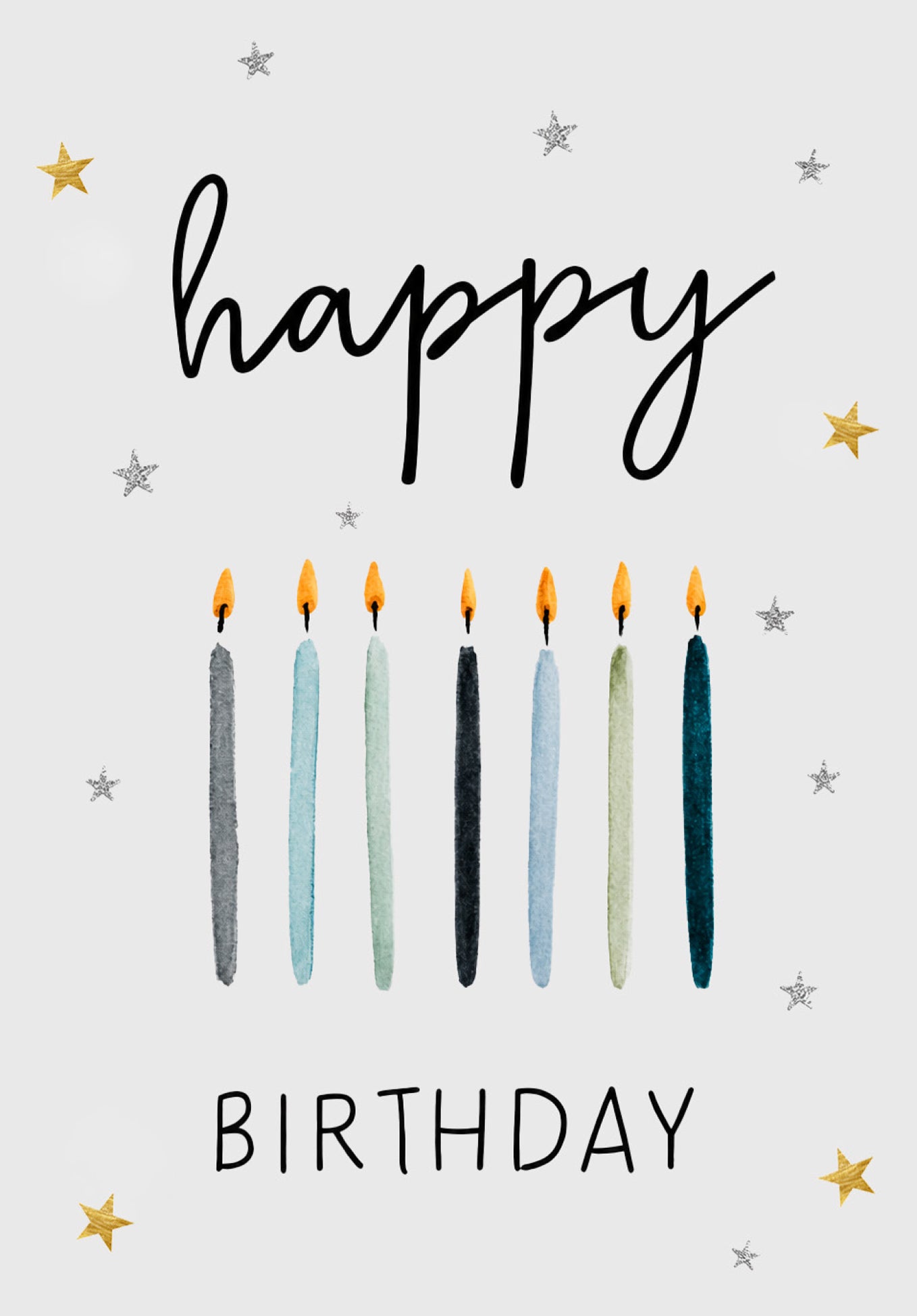 Happy Birthday - Kerzen Blau Sterne PDF