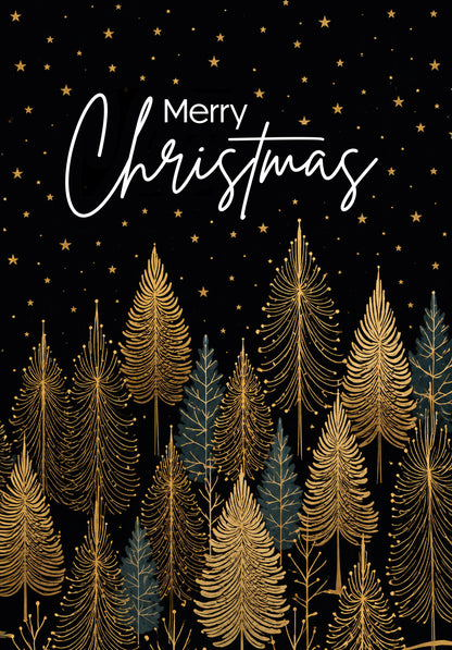 Merry Christmas - Bäume Schwarz Gold