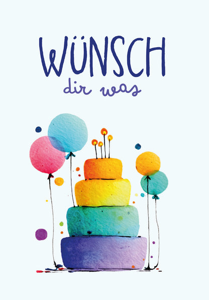 Wünsch dir was - Torte und Ballons Bunt PDF