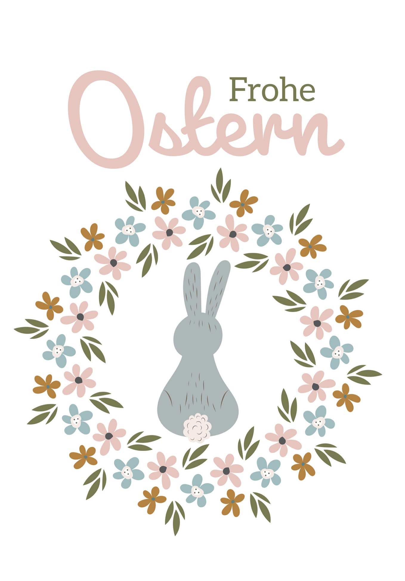 Frohe Ostern - Blumenkranz Hase
