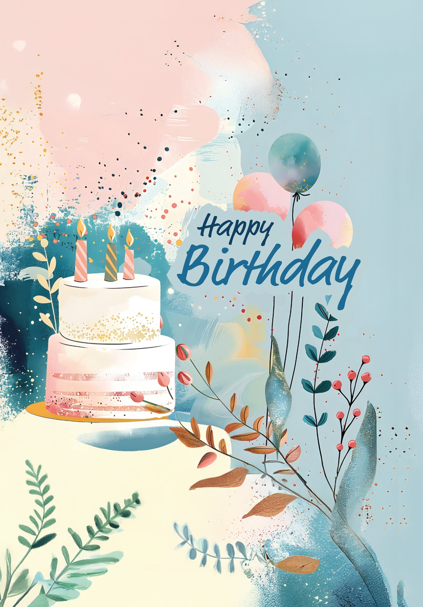 Happy Birthday - Torte und Ballons Blau PDF