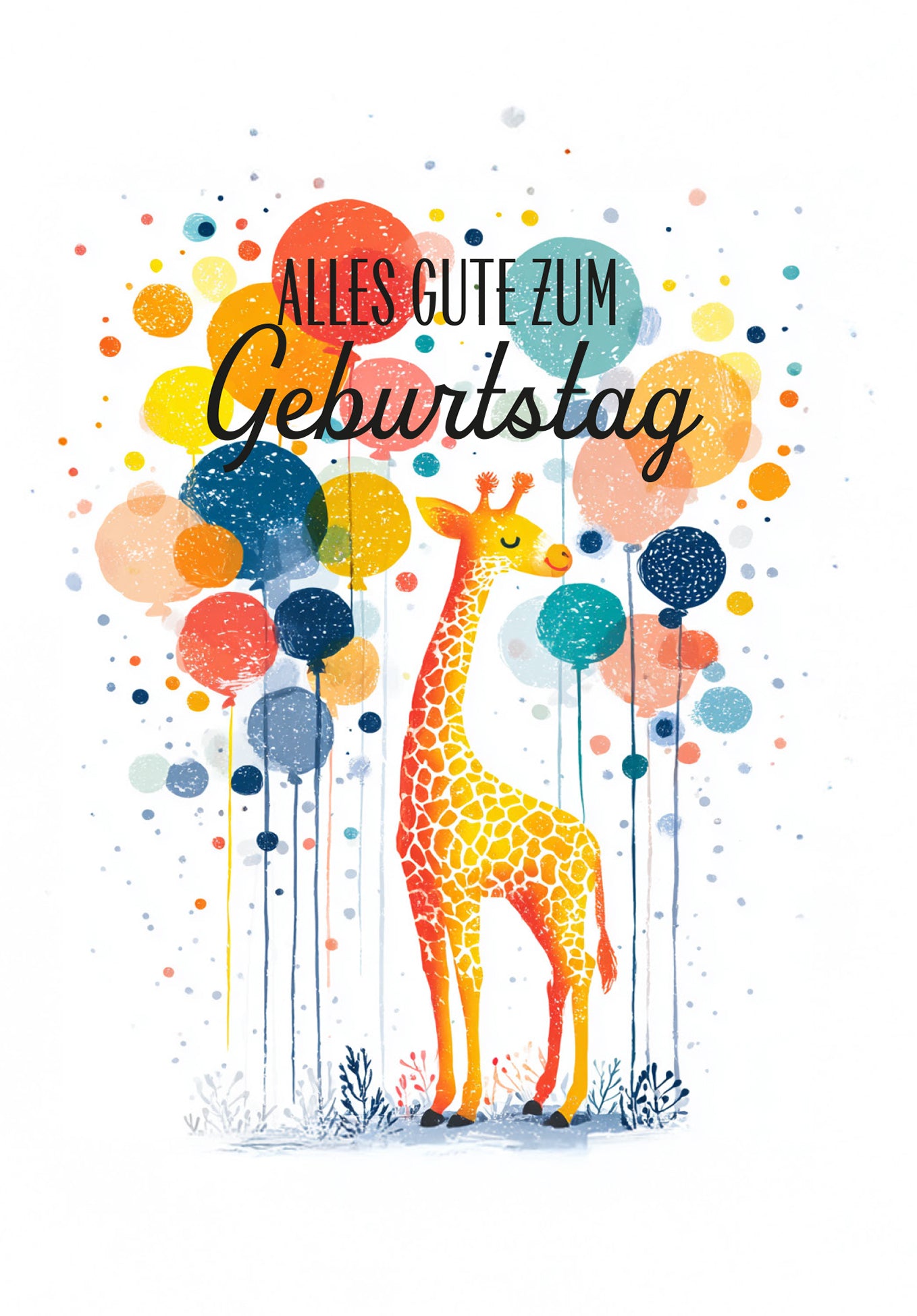 Alles Gute zum Geburtstag - Giraffe und Ballons PDF
