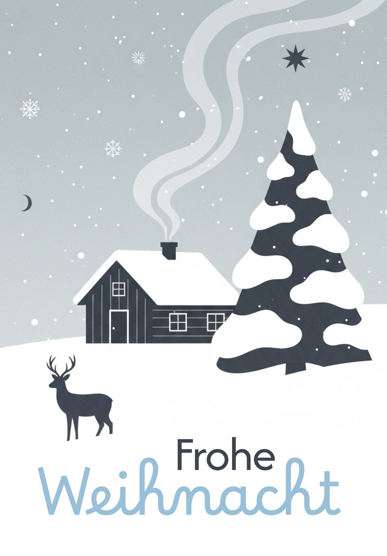 Frohe Weihnachten - Schneelandschaft Blau