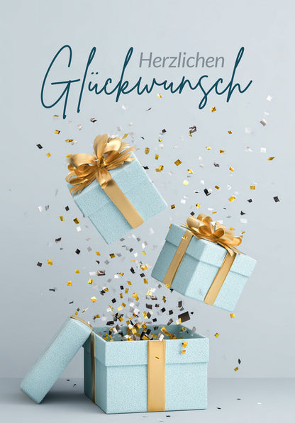 Herzlichen Glückwunsch - Geschenkboxen Blau Gold PDF