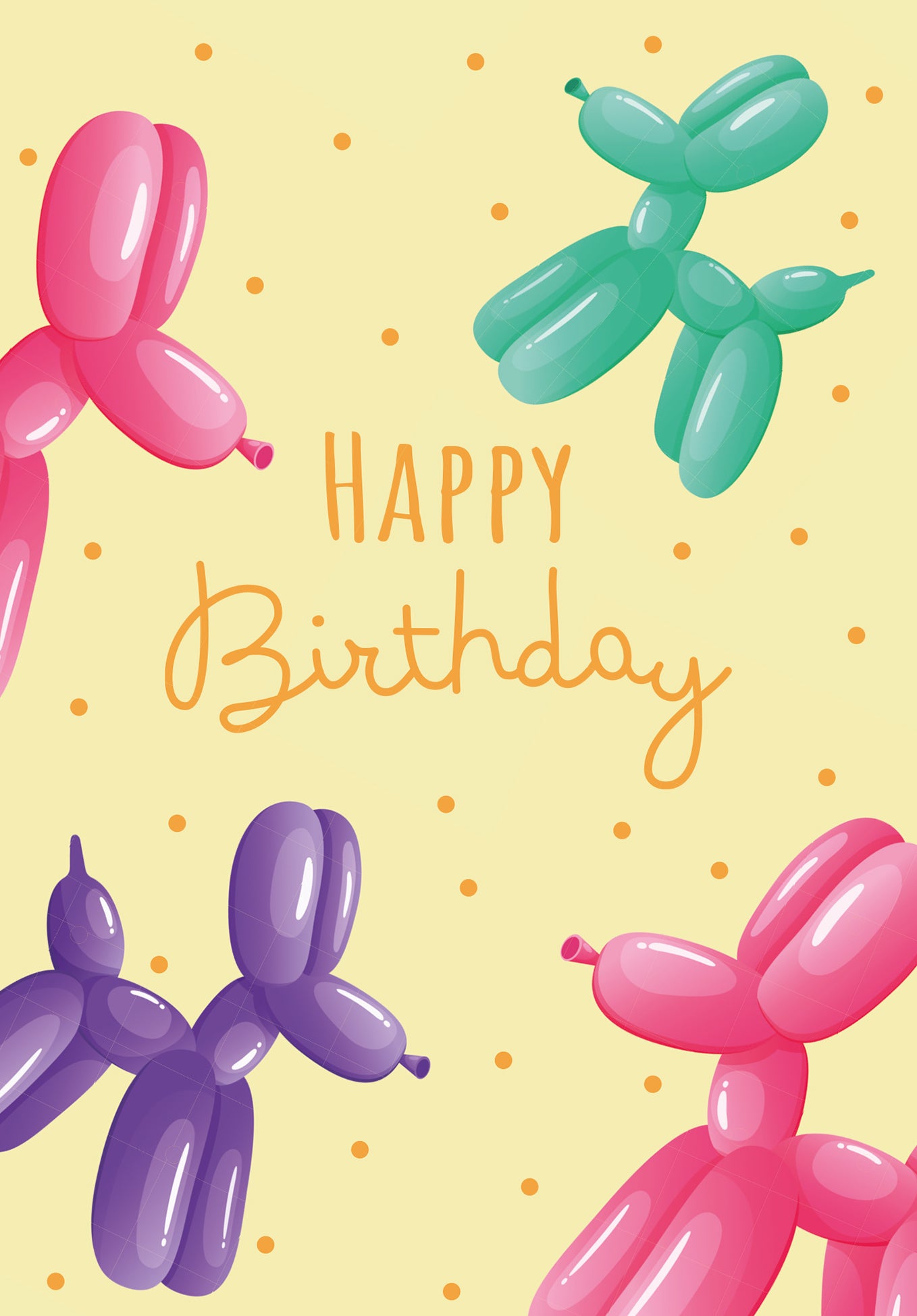 Happy Birthday - Ballonhunde Gelb