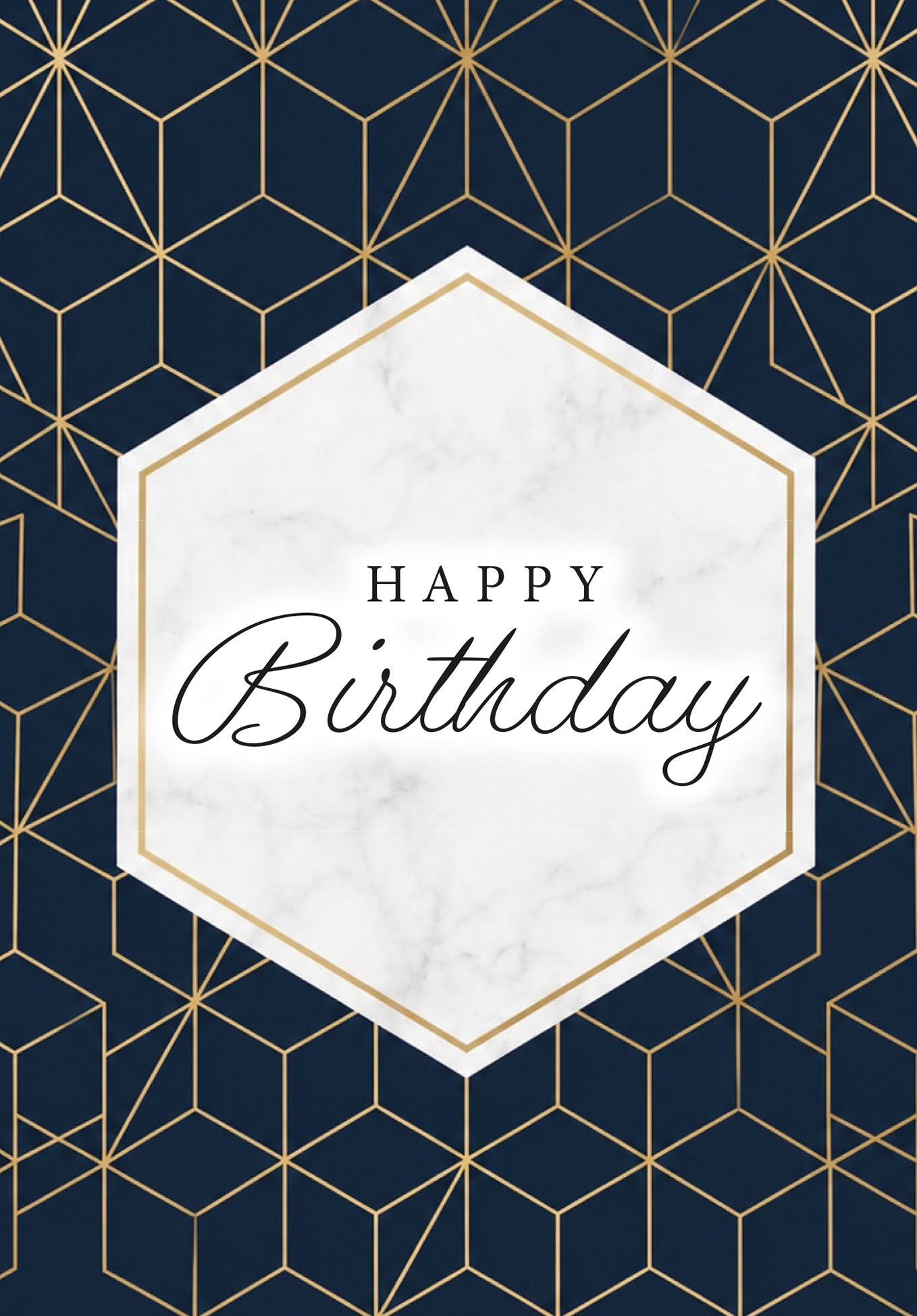 Happy Birthday - Muster Blau Gold PDF