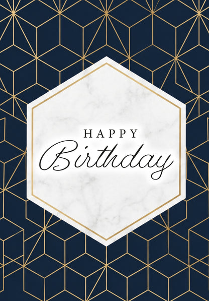 Happy Birthday - Muster Blau Gold PDF