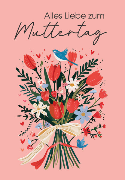 Alles Liebe zum Muttertag - Blumenstrauß Vogel