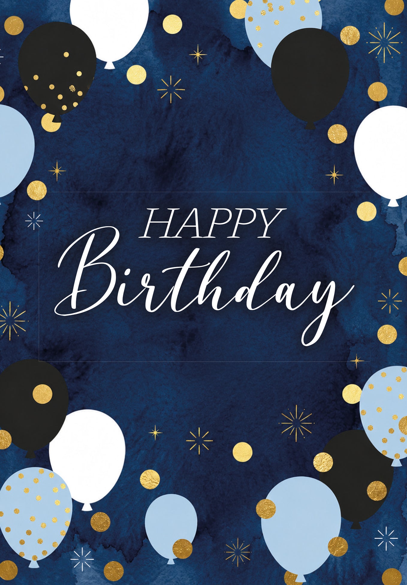 Happy Birthday - Ballons Punkte Gold PDF