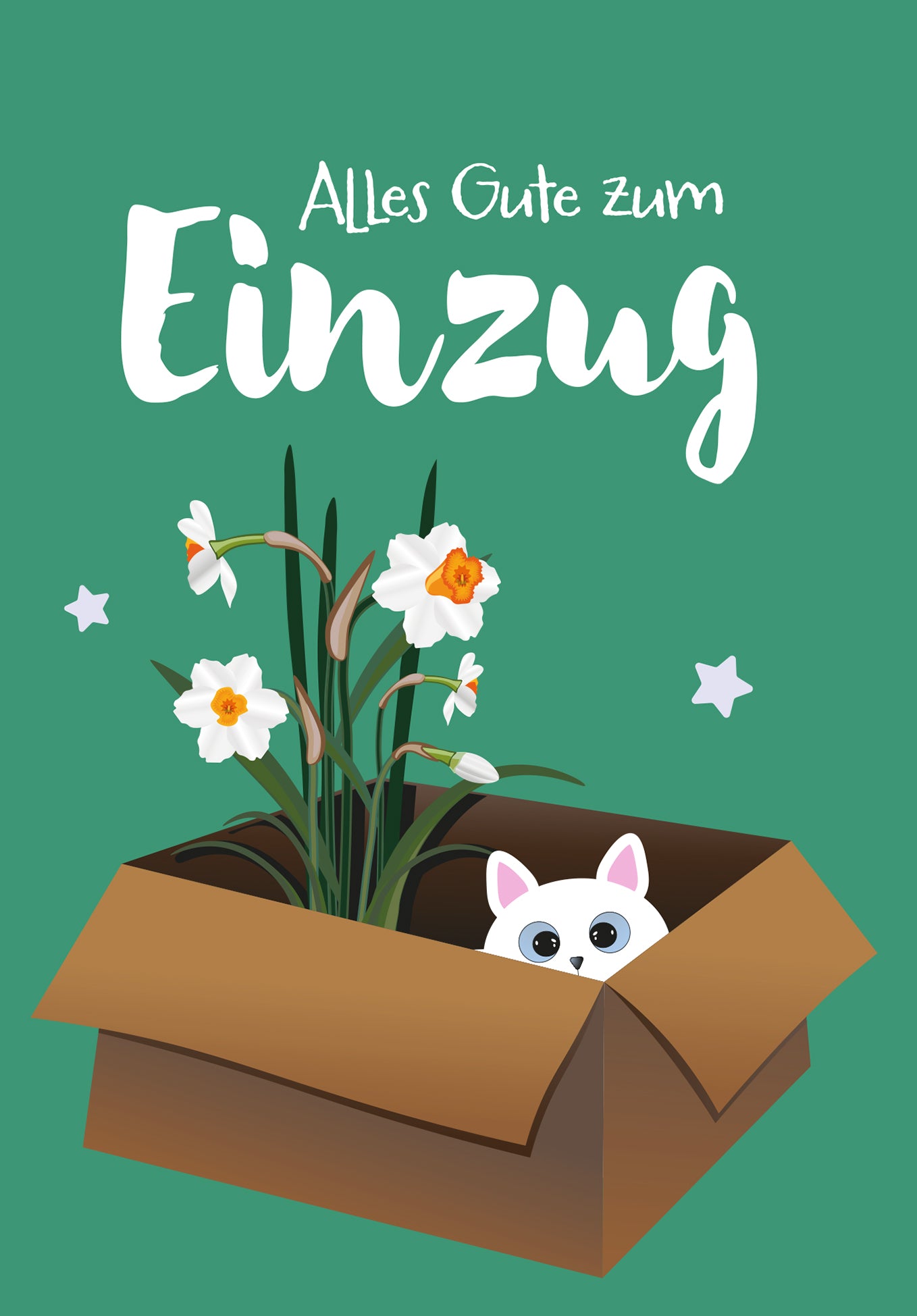 Alles Gute zum Einzug - Katze und Blume