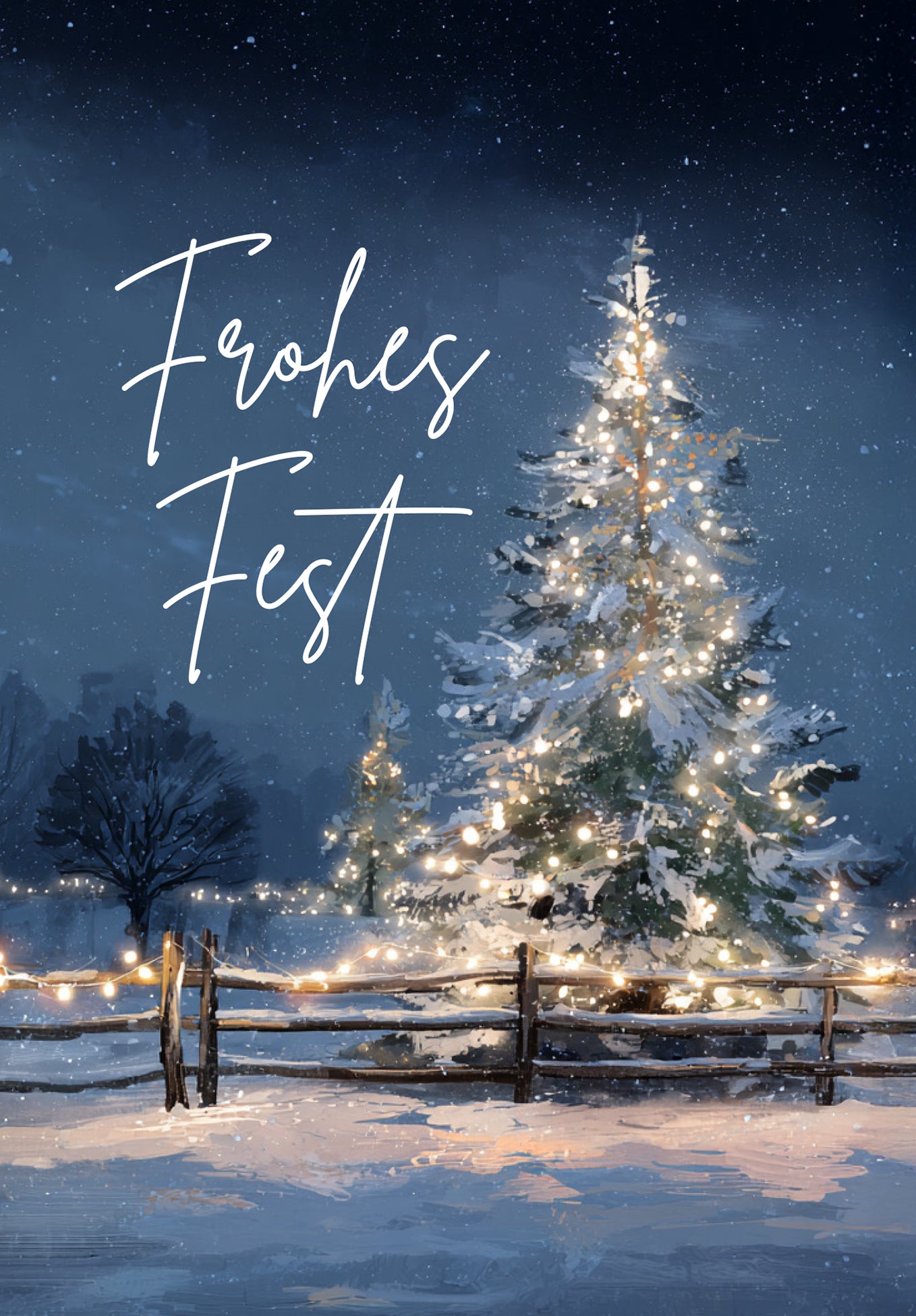 Frohes Fest - Tanne Leuchtend Blau