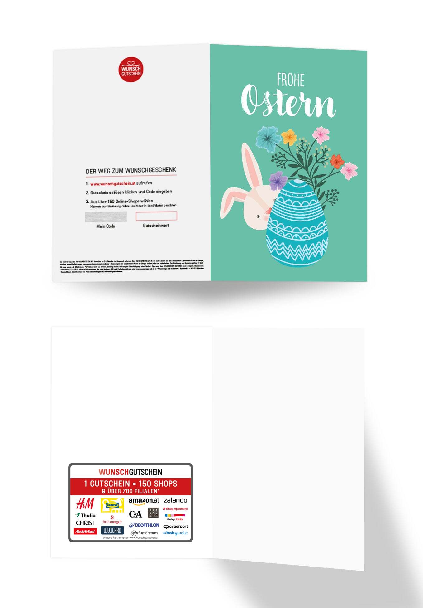 Frohe Ostern - Hase mit Ei Türkis