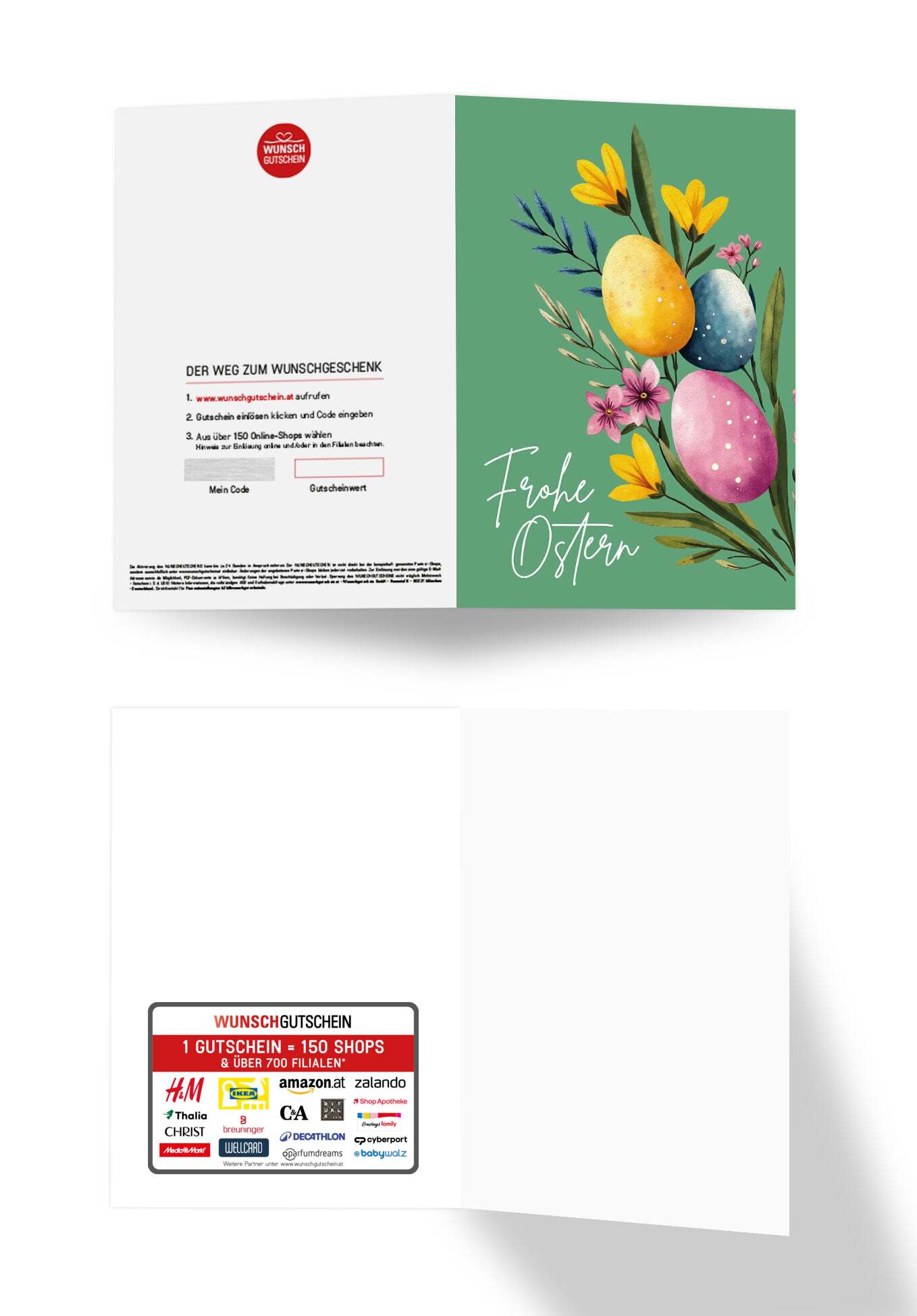 Frohe Ostern - Eier und Blumen Grün