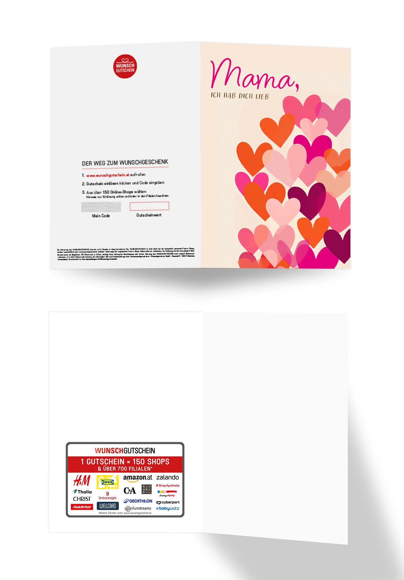 Mama ich hab dich lieb - Herzen Pink Orange