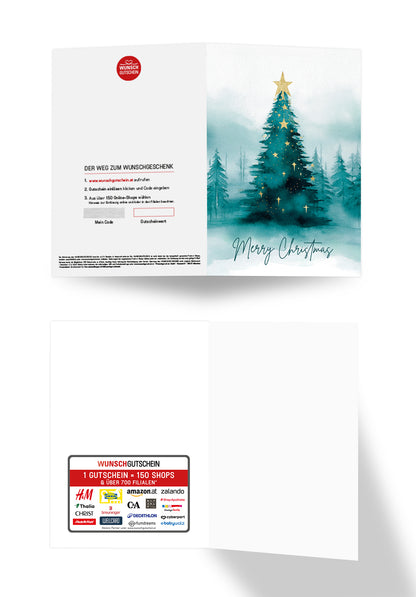 Frohe Weihnachten - Tannenbaum Aquarell Grün
