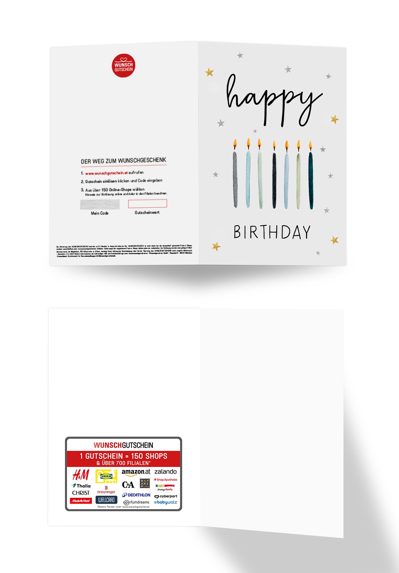 Happy Birthday - Kerzen Blau Sterne PDF