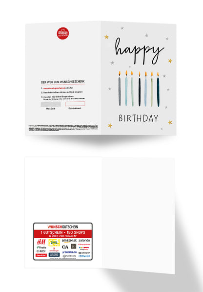Happy Birthday - Kerzen Blau Sterne PDF