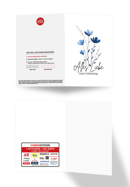 Alles Liebe zum Geburtstag - Blumen Blau