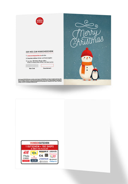 Merry Christmas - Schneemann und Pinguin