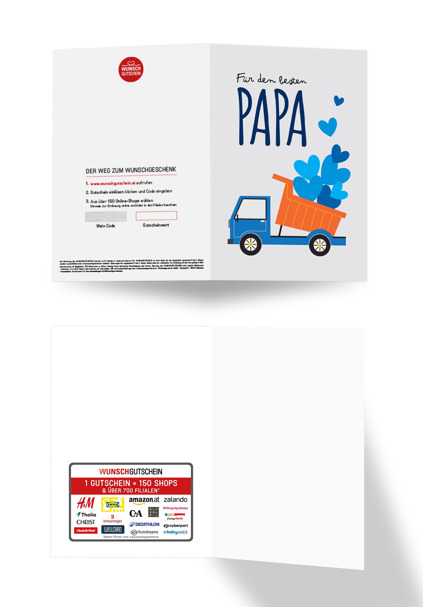 Für den besten Papa - Laster Herzen Grau