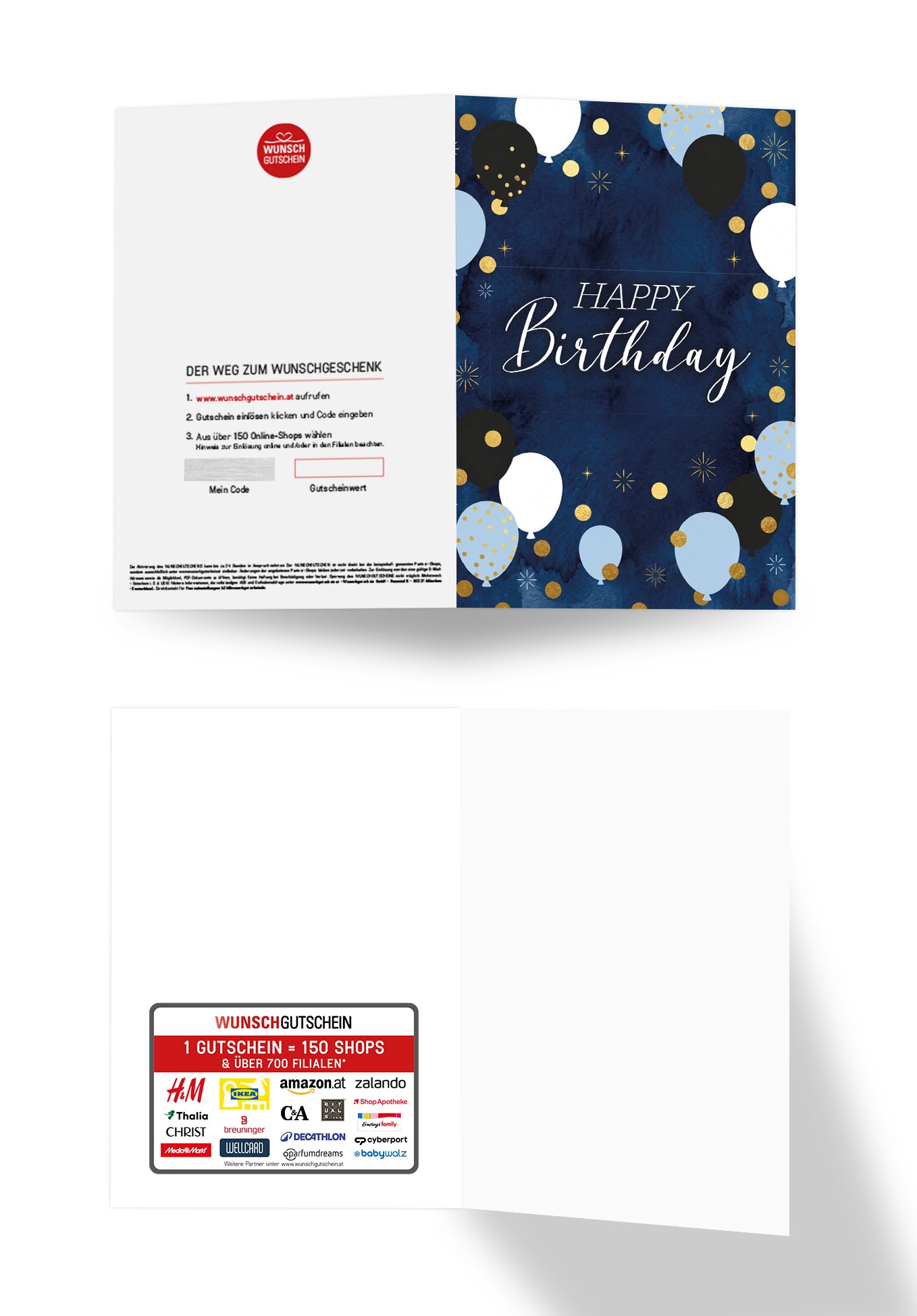 Happy Birthday - Ballons Punkte Gold PDF