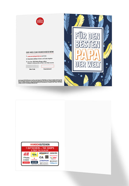 Für den besten Papa der Welt - Federn Blau Gelb